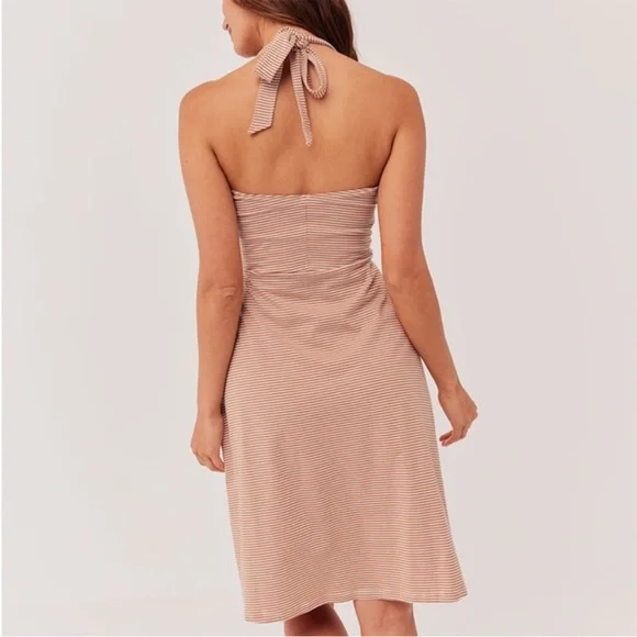 Pact Organic Cotton Shell Stripe Fit & Flare Halter Dress - S - Picture 4 of 12